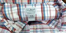 LL Bean Scotch Plaid Dress Shirt Mens XL 17.5 35 Traditional Fit Long Sleeve