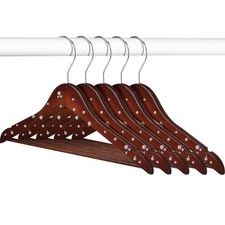 5 Pcs Bridal Dress Hanger Wooden Pearl Wedding Dress Bridal Hanger with Pearl...