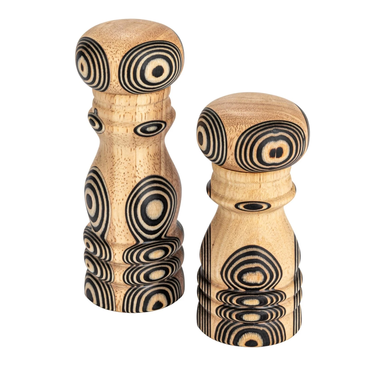 Bloomingville Wood Salt and Pepper Mills with Inlaid Small, Natural Black