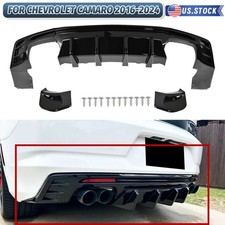 Rear Bumper Diffuser Lip Spoiler Glossy Black For Chevy Chevrolet Camaro 2016-24