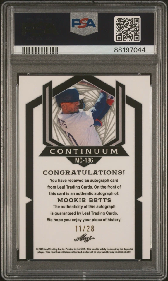 MOOKIE BETTS Auto 2023 LEAF METAL CONTINUUM AUTOGRAPH #MC186 PSA 8 Near Mint /28 - Image 2 of 2