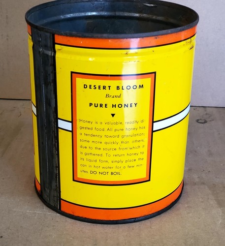 Vintage DESERT BLOOM HONEY TIN STOCKTON CALIFORNIA - Picture 3 of 3