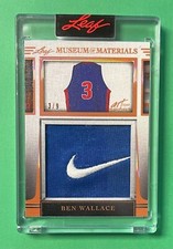 2023 LEAF ART OF SPORT BEN WALLACE JUMBO JERSEY PATCH NIKE SWOOSH 3/9 PISTONS