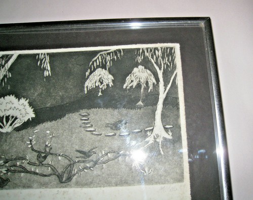 Old Print 'Seranade' No 2/84 Signed 'M.M.M. 84' Framed Under Glass 9 x 12.5 - Picture 5 of 7