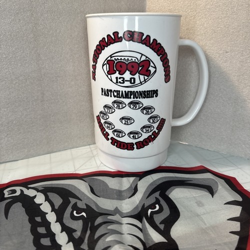 Vintage 1992 Alabama Crimson Tide National Champions Plastic Mug Bama Football - Picture 3 of 7
