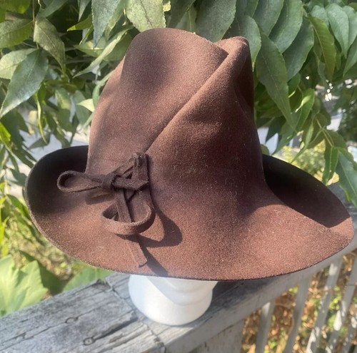 Vtg Mr. JOHN Classic Cocoa 100% WOOL Mouchoir Mélange FELT Brimmed HAT EUC Bows - Picture 2 of 22
