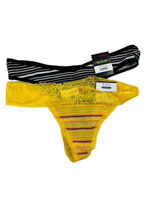 LOT of 2 No Boundaries Striped Thong Panties XL (15-17)