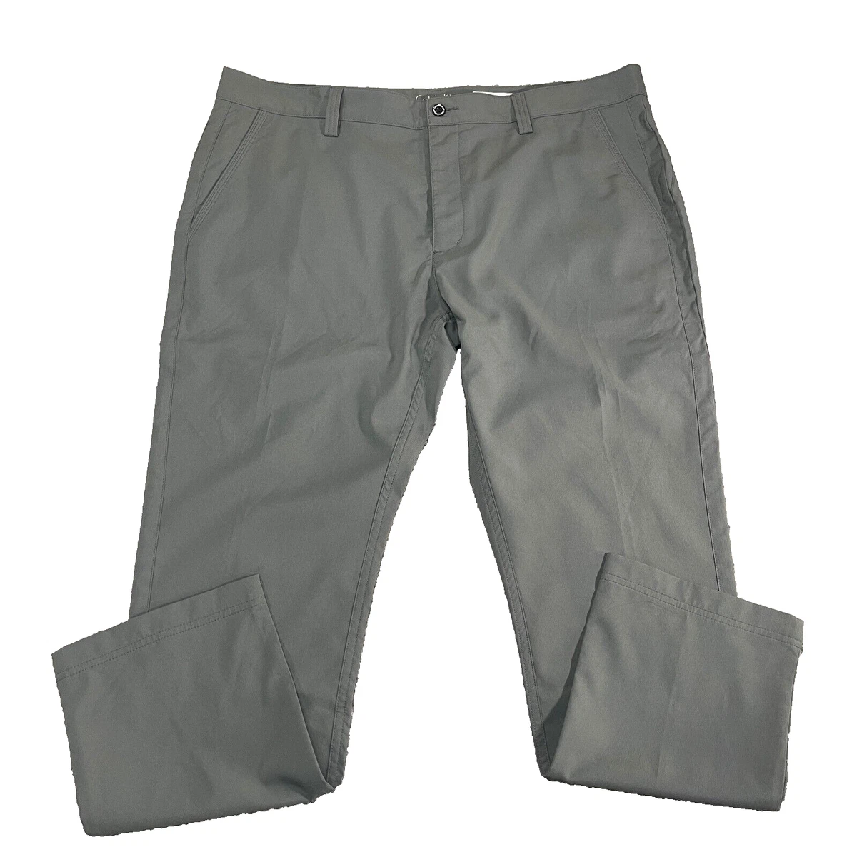 Calvin Klein Golf Pants Men 40W 29L Grey Straight Chinos Trousers Golfer Comfort