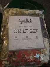 ANTIQUE COUNTRY PATCHWORK Twin single QUILT SET : FLORAL 100 COTTON BEDSPREAD