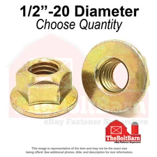 1/2"-20 Grade 8 Hex Flange Top Lock Nuts Zinc Yellow Fine Thread (Pick Qty)