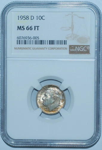 1958 D NGC MS66FT Full Torch Roosevelt Dime