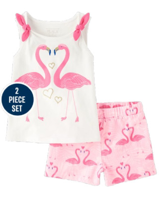 NWT Toddler Girls Size 5T Shorts Tank Flamingo NEW