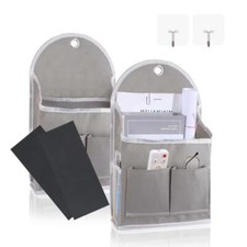 2 Pack Wall Hanging Storage Bag with Pockets, Locker Organizer Basket with Grey