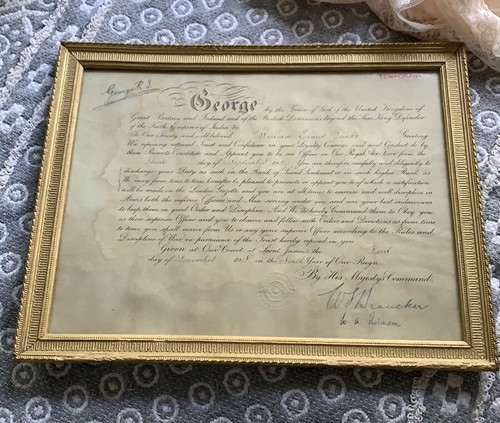 Commissioning Certificate for an Officer Dated Dec.  1, 1918 Great Britain Etc.