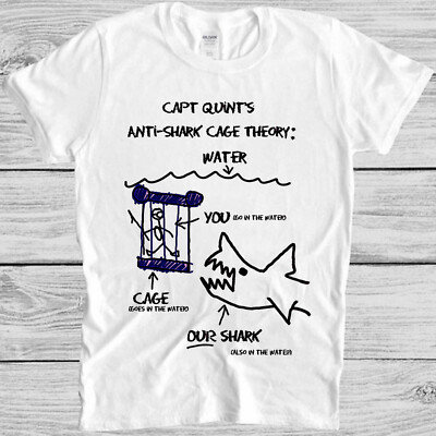 T-Shirt Jaws Paws Capt Quints Anti Hai Käfig Theorie Wasser Meme Geschenk M1096