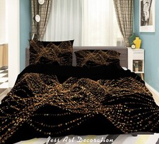 3D Black Golden Glitter Quilt Cover Set Duvet Cover Bedding Pillowcases