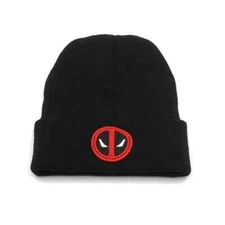 DEADPOOL Logo Inspired Black Cuffed Knit Beanie