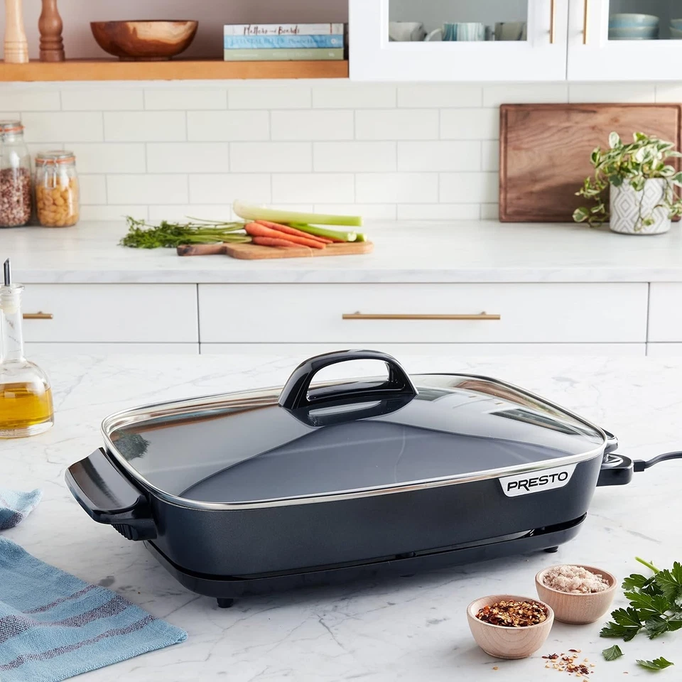 Sartén eléctrica Presto Slimline de 16 pulgadas con cubierta de vidrio - antiadherente (envío gratuito) Foto 3 de 4