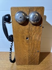 Vintage 1936 Magneto Wall Type Phone Crank Telephone - Oak Case