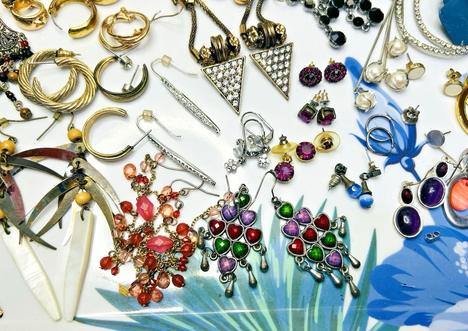 Misc 100+ Earring Pair Lot VTG-NOW Clip, Screw, Post, Hook New - Used Wearable - Image 4 of 4
