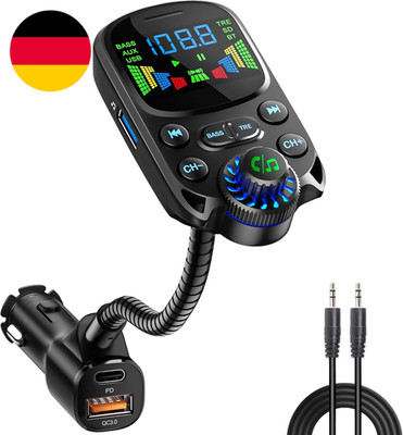 Bluetooth 5.3 FM Transmitter Für Auto, SOARUN Bluetooth Adapter Auto QC3.0 & PD3
