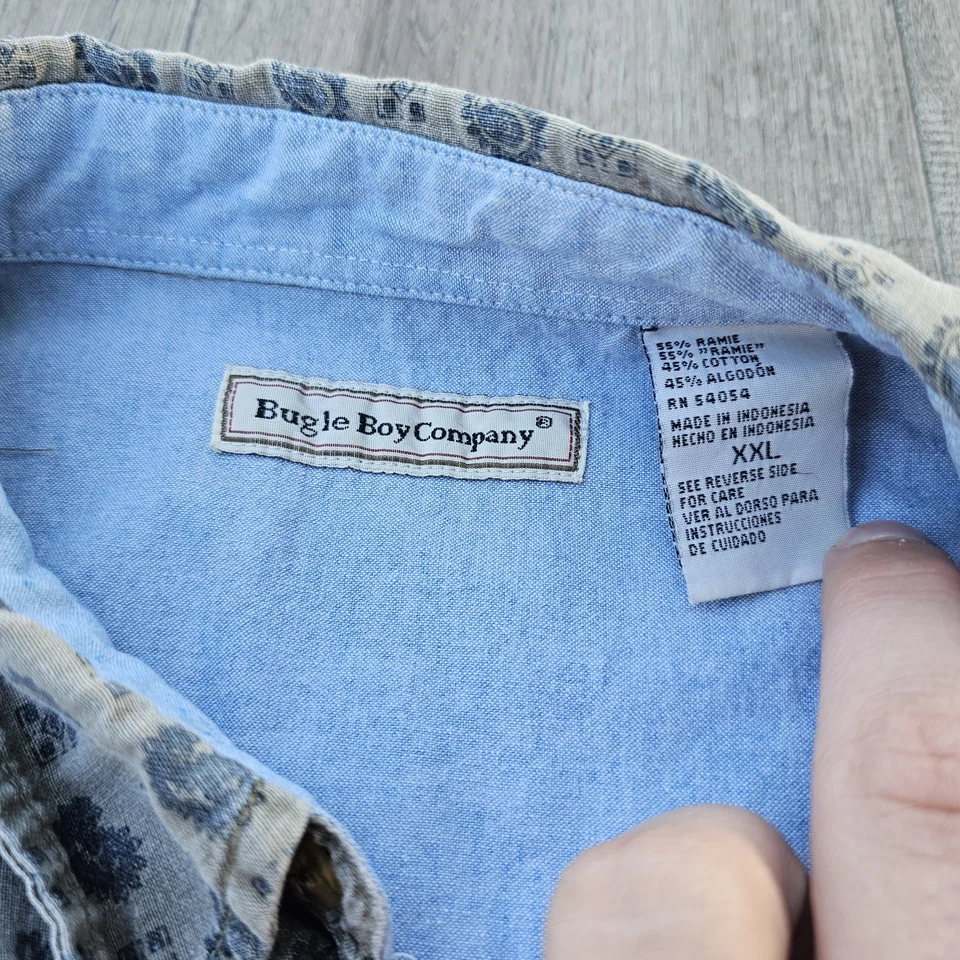 Vtg Bugle Boy Company Mens Sz 2XL Button Down Shirt Long Sleeve Paisley - Image 4 of 4