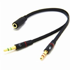 3.5mm Earphone Audio Cable Micphone Y Splitter Adapter 1 Female to 2 male