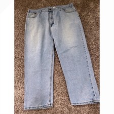 Levis 545 Loose Fit Jeans Mens 46x30 Light Wash Blue Denim Made in USA Vintage