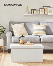 SONGMICS 30 Inches Folding Storage Ottoman Bench Storage Chest Footres-ZengC