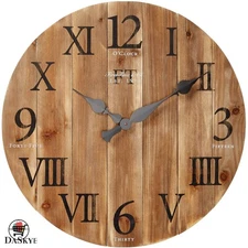 Charming 24-Inch Analog Rustic Clock - Perfect for Living Room & Home Office