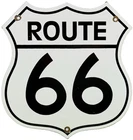 VINTAGE US ROUTE 66 PORCELAIN METAL HIGHWAY SIGN GAS OIL ROAD SHIELD AMERICANA