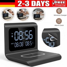 Digitaler Wecker Ladestation 3 in1 Abnehmbar Mit Thermometer Wireless für iPhone