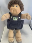 Vtg Cabbage Patch Kid Boy HM 45 OK Factory Freckles Shag Hair CPK Logo Overall