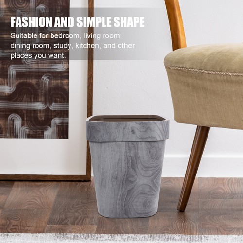 Bidone Della Spazzatura Con Venature Legno Ufficio Pattumiera Cucina - Foto 4 di 12