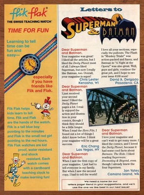1993 Flik Flak Swiss Teaching Watch Print Ad/Poster Superman Batman 90s Kids Art