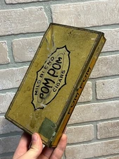 Vintage Pom Pom Ciagrs Tin Metal Cigar Box Advertising Tobacco Ohio