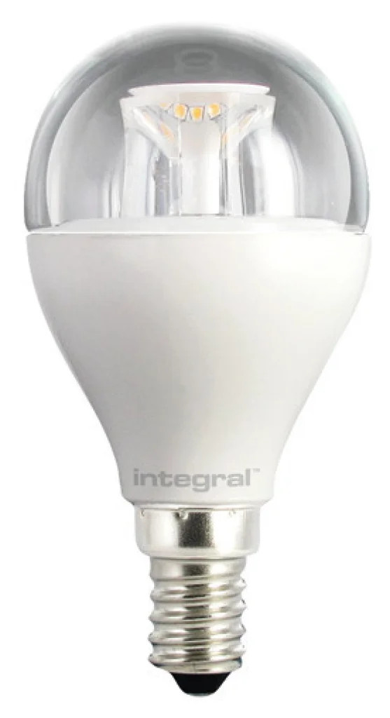 Clear 4.9w LED Golf Ball Bulb 2700K Non Dimmable E14 470lm =40w Integral