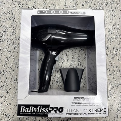 BaByliss PRO Hair Dryer Titanium Xtreme Professional Turbo 2000 Watt Black NEW
