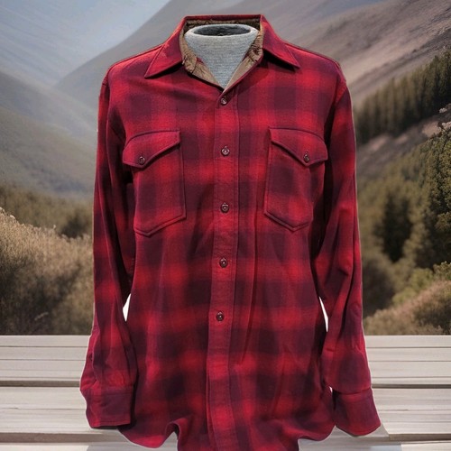 Pendleton Wool Mens Plaid Shadow Field Shirt Vintage 1960's