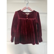 21.Matilda Jane Girls Burgundy Corduroy Lace Trim Tunic Top 32171T Size 4