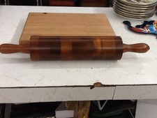 Vintage Walnut  Multi-Wood Rolling Pin 18 inches handle to handle 3." Wide