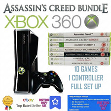 Xbox 360 S slim 250GB Assassin Creed Console Bundle 10 Games Wireless Controller