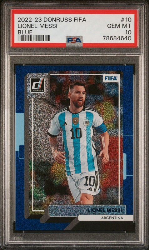 Panini 2022-23 Donruss FIFA Lionel Messi Blue #10 /49 PSA 10