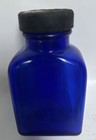 Rare Antique cobalt blue Glass medicine Bottle apothecary with Lid Rectangular M — photo 2