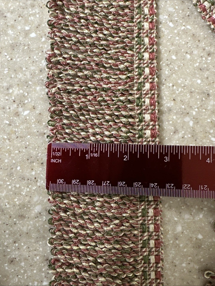 Borde de costura 10,5 yardas continuas flecos multicolor rosa blanco verde 2,75 pulgadas Foto 2 de 4