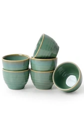 1.6oz Espresso Cups Set of 6, Green Ceramic Demitasse Coffee Cups for Espress...