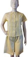 VTG 50's New Old Stock "Schrank" Yellow Poly Cotton Short Pajama Set 34