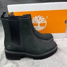 Timberland Carnaby Cool Chelsea Boots Women's 6.5 Black Mid Nubuck Stylish NIB