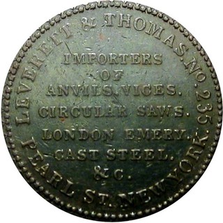 1835 New York City Hard Times Token Leverett & Thomas R5 HT 287 Low 262