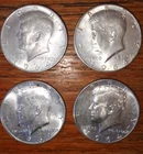 1964 D Kennedy Half Dollars Lot of 4 - 90% Silver (Very Light Circulation)